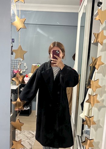 Siyah Midi Kadın Kaban - Görsel 5