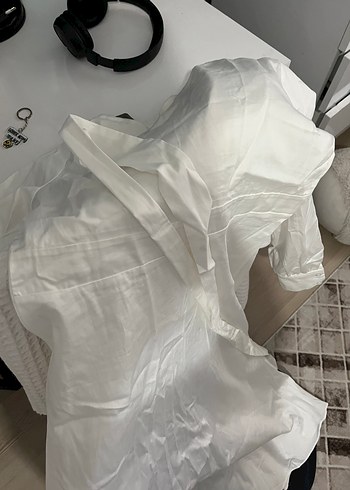 Beyaz Keten Uzun Kollu Bohem Elbise - Görsel 5