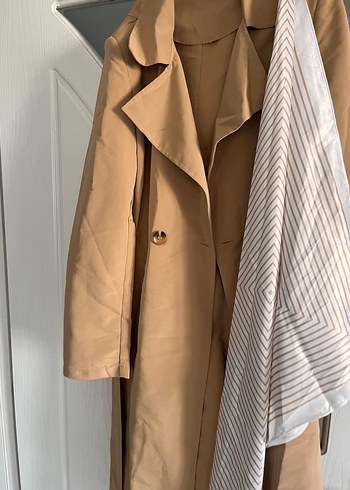 Bej Kadın Midi Trençkot Kemerli - Görsel 4