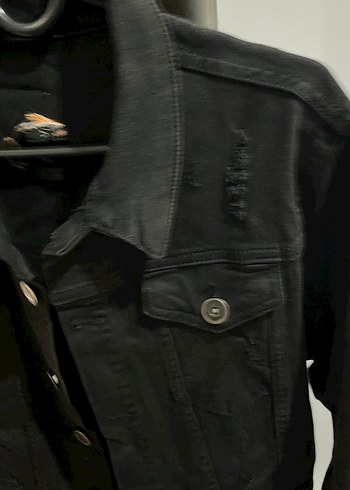 Siyah Düğmeli Kadın Denim Ceket - Görsel 3