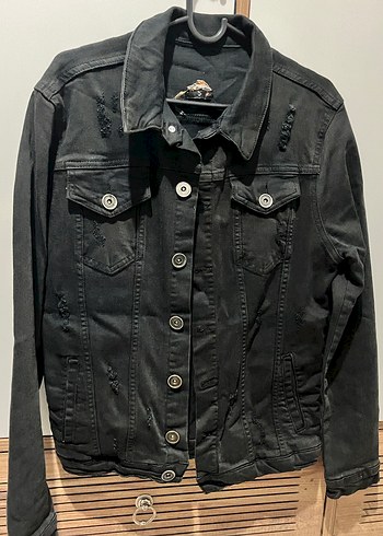 Siyah Düğmeli Kadın Denim Ceket - Görsel 2