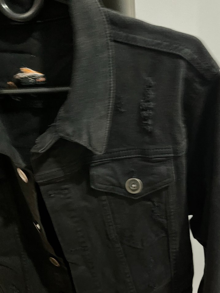 Siyah Düğmeli Kadın Denim Ceket - Görsel 3