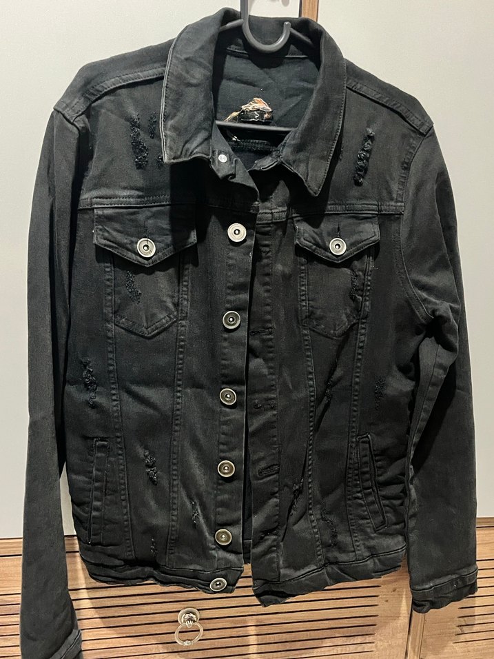 Siyah Düğmeli Kadın Denim Ceket - Görsel 2