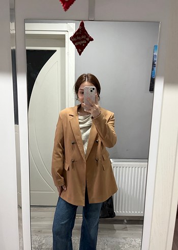 Bej Kadın Midi Uzunlukta Blazer Ceket - Görsel 2