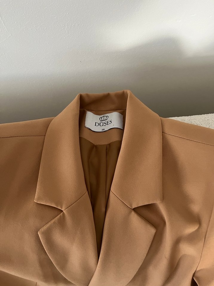 Bej Kadın Midi Uzunlukta Blazer Ceket - Görsel 4