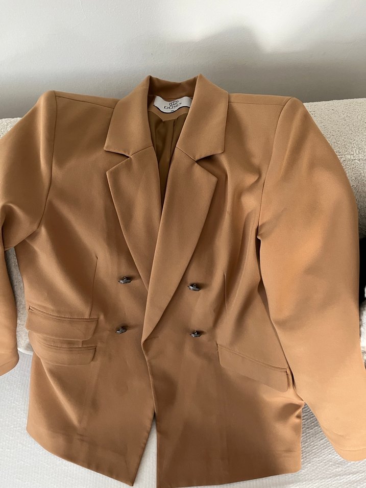 Bej Kadın Midi Uzunlukta Blazer Ceket - Görsel 3