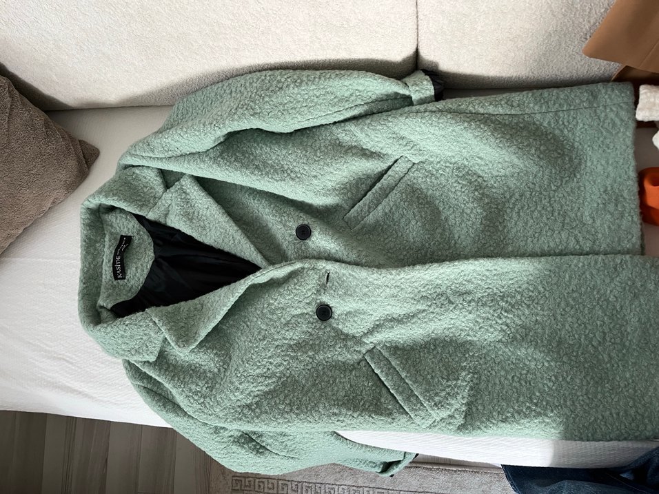 Düğmeli Yeşil Midi Kadın Kaban - Görsel 3