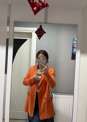 Turuncu Kadın Midi Blazer - Görsel 3