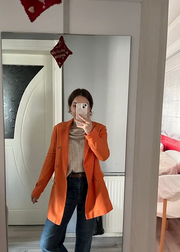 Turuncu Kadın Midi Blazer - Görsel 2