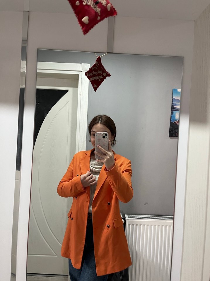 Turuncu Kadın Midi Blazer - Görsel 3