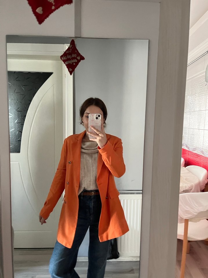 Turuncu Kadın Midi Blazer - Görsel 2