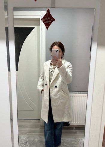 Beyaz Midi Kadın Kaban - Görsel 3