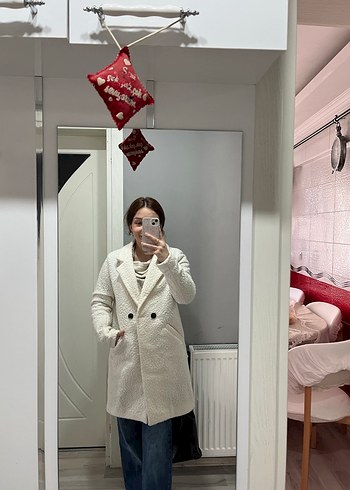 Beyaz Midi Kadın Kaban - Görsel 4