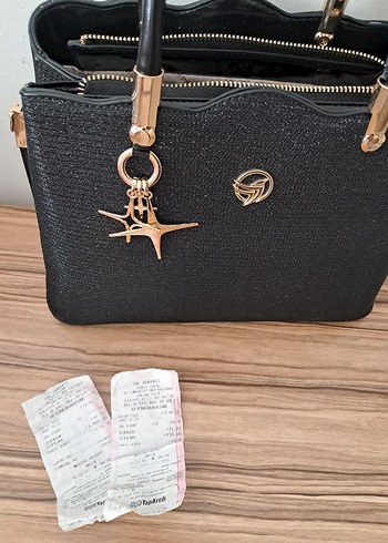 Vakko Parlak Siyah Deri Kadın Çanta