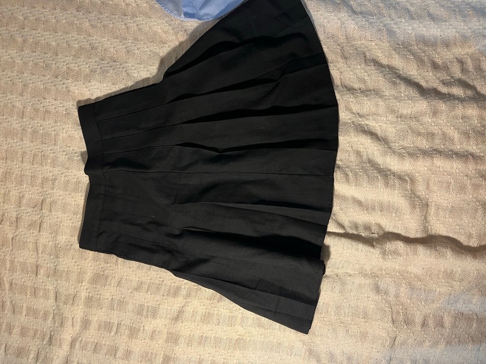 Pilili Siyah Midi Keten Kadın Etek - Görsel 2