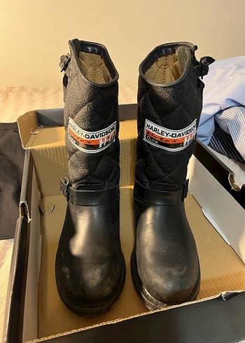 Harley Davidson Siyah Deri Kadın Biker Bot - Görsel 3