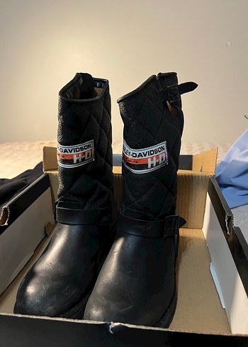 Harley Davidson Siyah Deri Kadın Biker Bot - Görsel 2