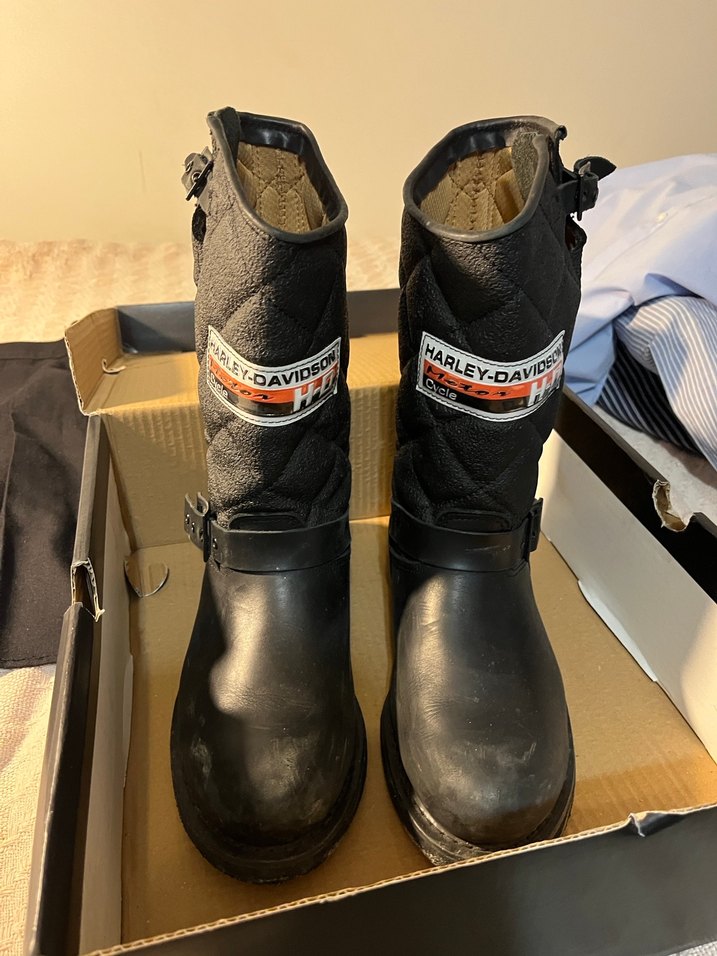 Harley Davidson Siyah Deri Kadın Biker Bot - Görsel 3