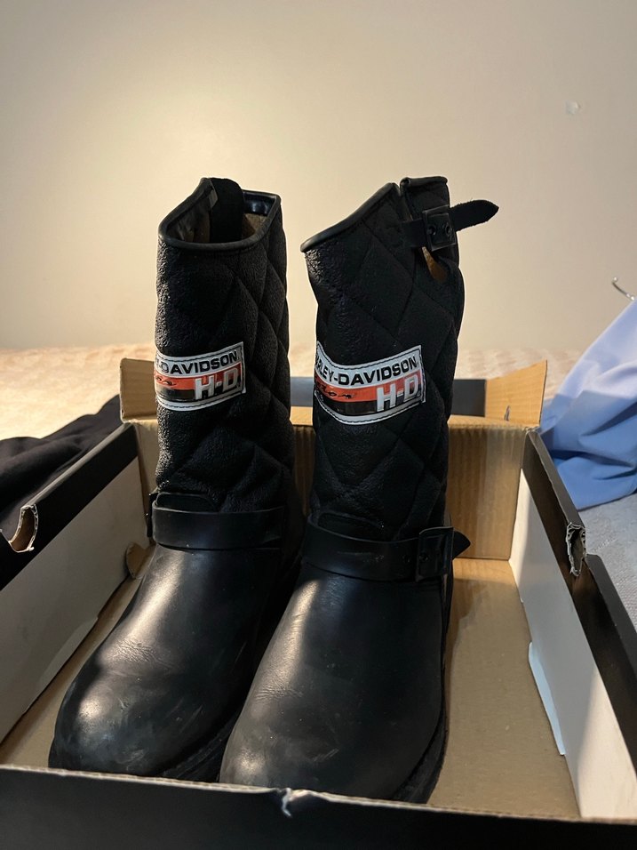 Harley Davidson Siyah Deri Kadın Biker Bot - Görsel 2