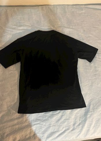 Siyah Baskılı Tişört, Kısa Kollu Oversize - Görsel 2