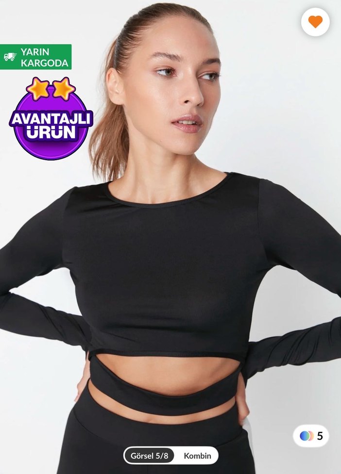 Trendyol Siyah Spor Crop - Görsel 2