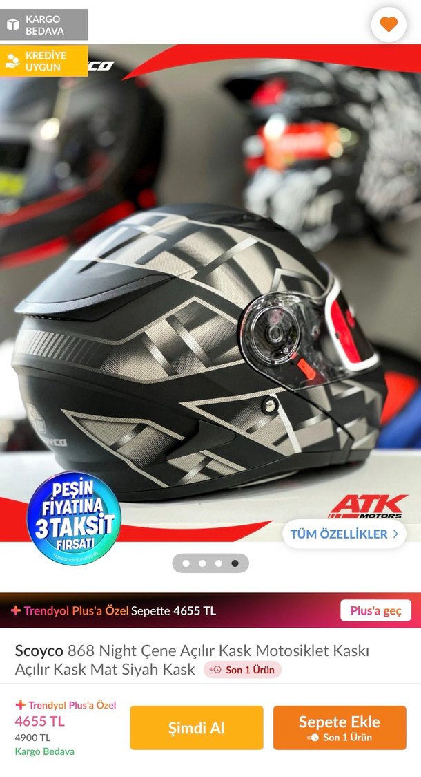 Scoyco 868 Night Mat Siyah Çene Açılır Motosiklet Kaskı - Görsel 2