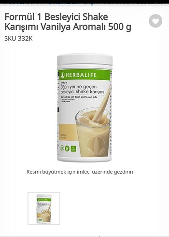 Herbalife Vanilyalı Formül 1 Besleyici Shake 500g