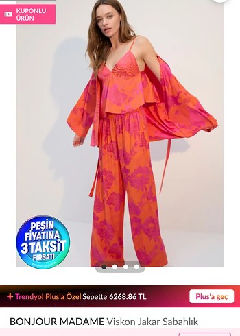 BONJOUR MADame Pembe Batik Desenli Uzun Kadın Pijama