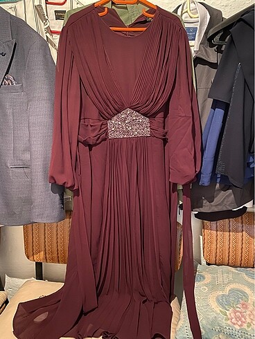50 Beden bordo Renk Abiye elbise