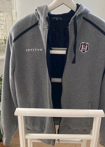 Gri Kapüşonlu Fermuarlı Erkek Sweatshirt
