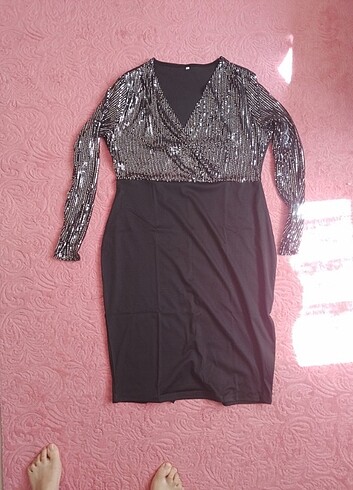 xxl Beden siyah Renk Payet elbise