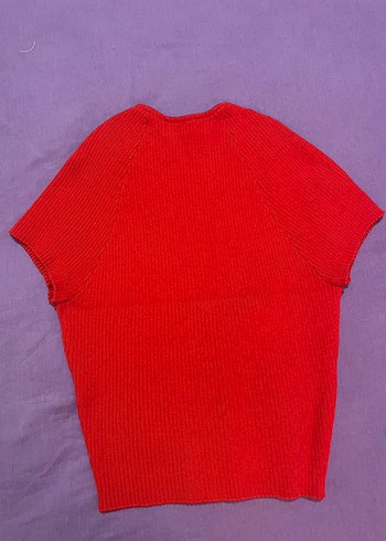 H&M H&M Kısa Kollu V Yaka Kırmızı Triko Kadın Kazak