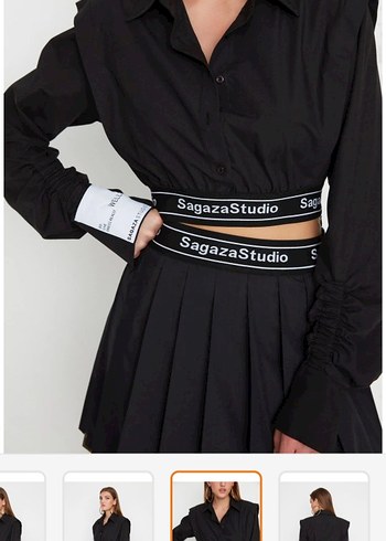 Sagaza Studio crop gömlek top - Görsel 4