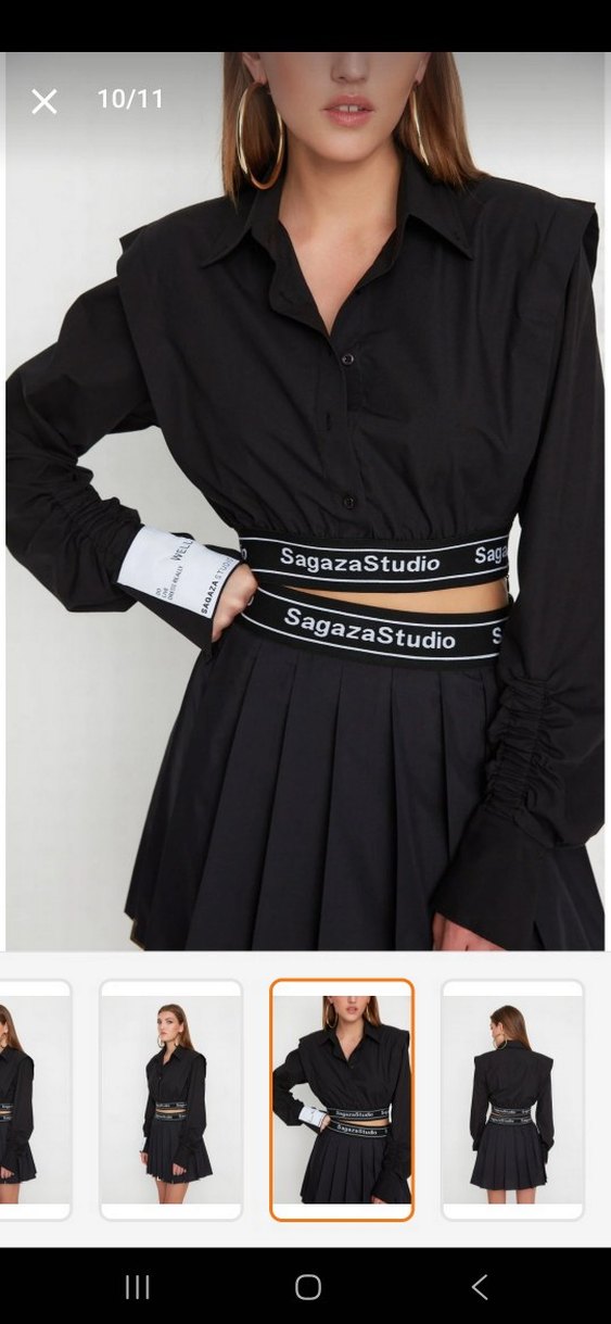 Sagaza Studio crop gömlek top - Görsel 4