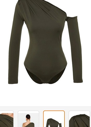 Haki asimetrik yaka body - Görsel 4