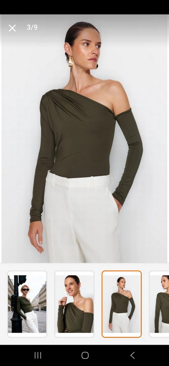 Haki asimetrik yaka body - Görsel 3