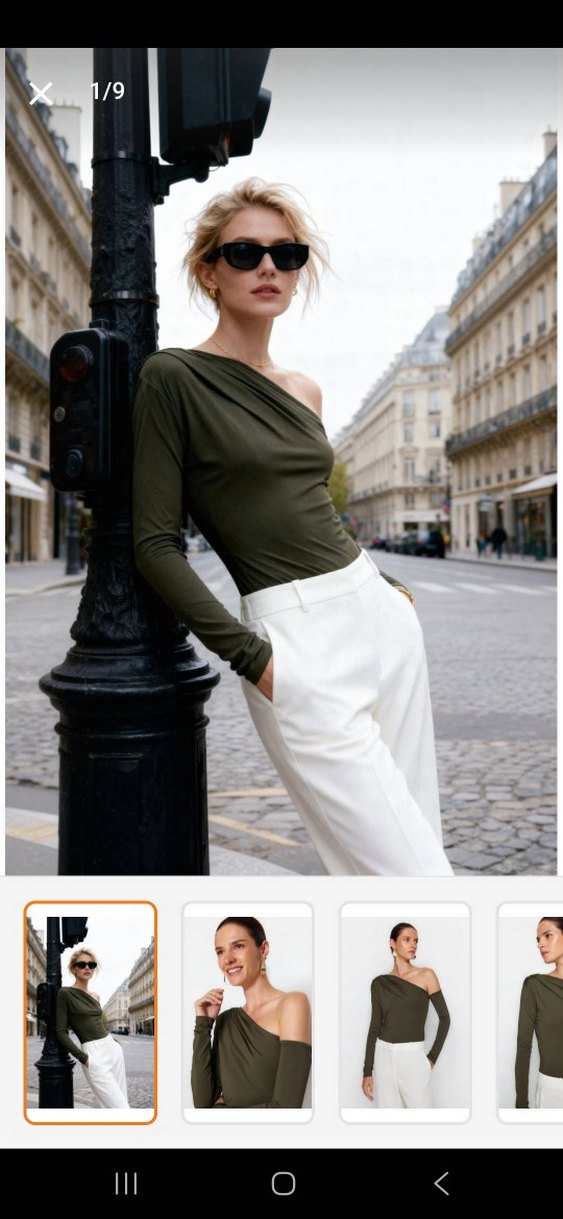 Haki asimetrik yaka body - Görsel 2