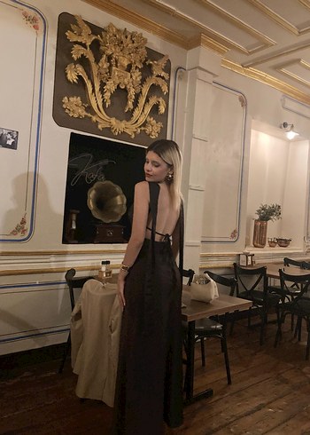 ACI KAHVE SATEN ELBİSE - Görsel 2