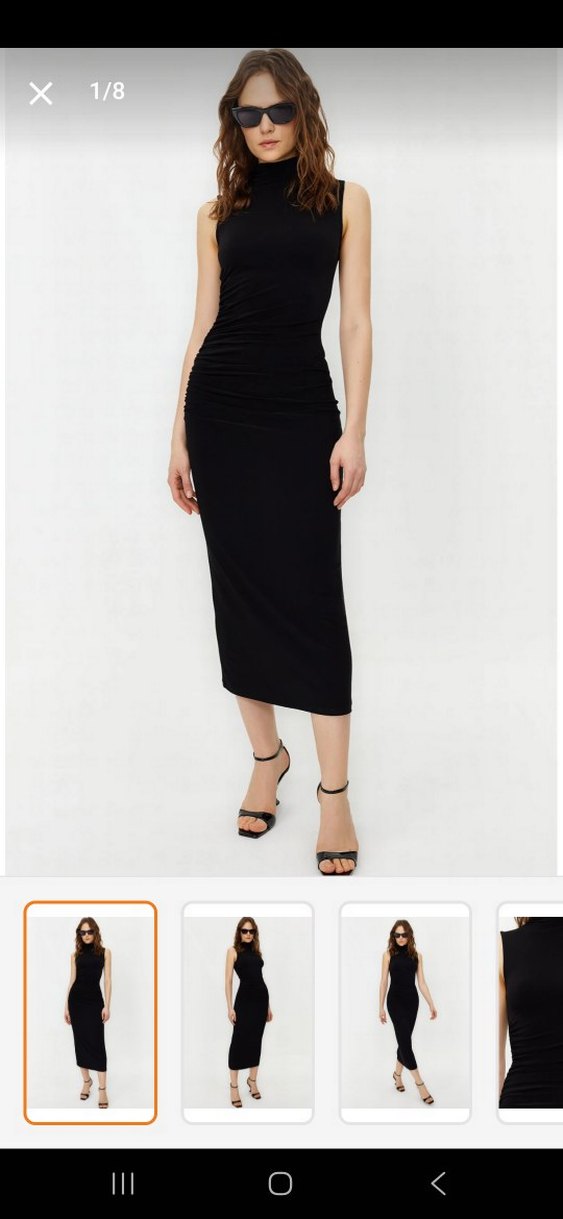 siyah bodycon drape elbise - Görsel 3