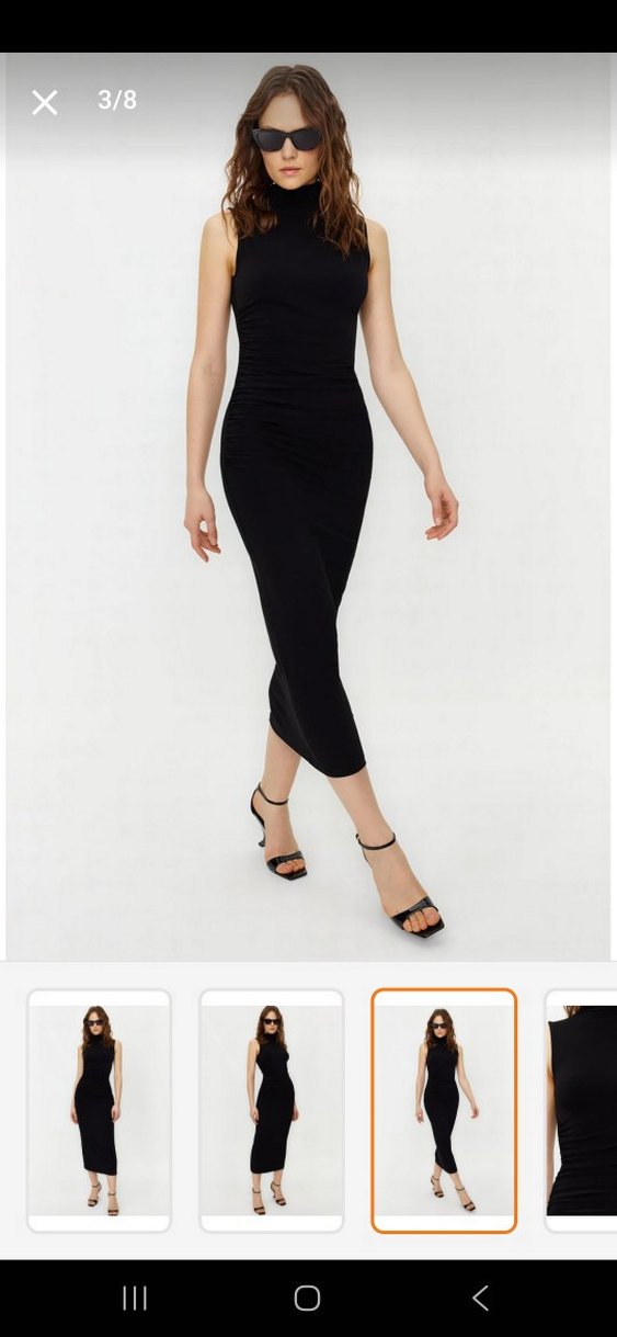 siyah bodycon drape elbise - Görsel 2