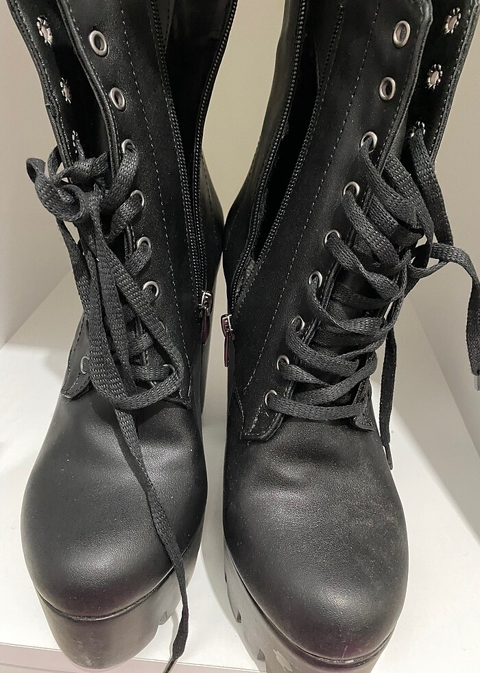 Fermuarlı platform topuk az kullanılmış marka ürün - Görsel 5