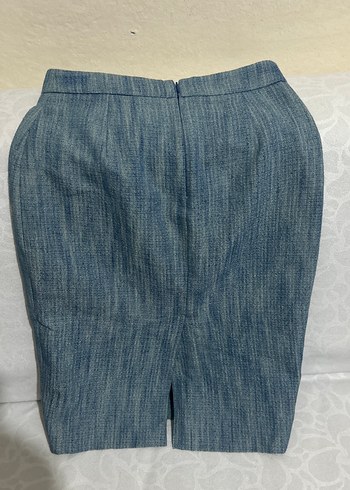 36 Beden Kadın Mavi Denim Midi Kalem Etek