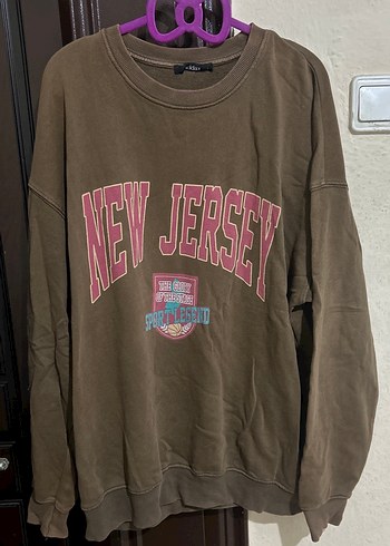 Kahverengi New Jersey Baskılı Kadın Sweatshirt