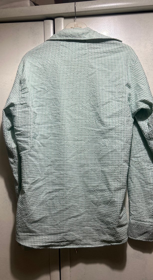 Yeşil Erkek Keten Gömlek, Düğmeli, Uzun Kollu - Görsel 3