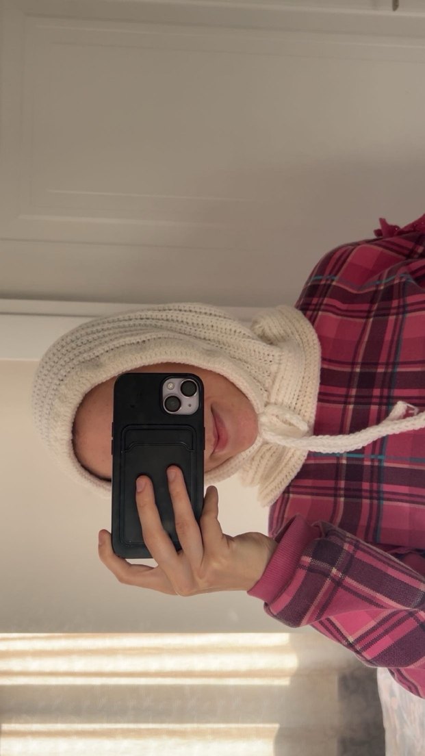 Ekru Renkli Örgü Balaclava - Görsel 3