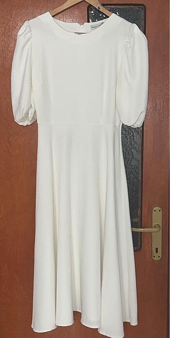 38 Beden Nikah elbisesi, midi kırık beyaz elbise