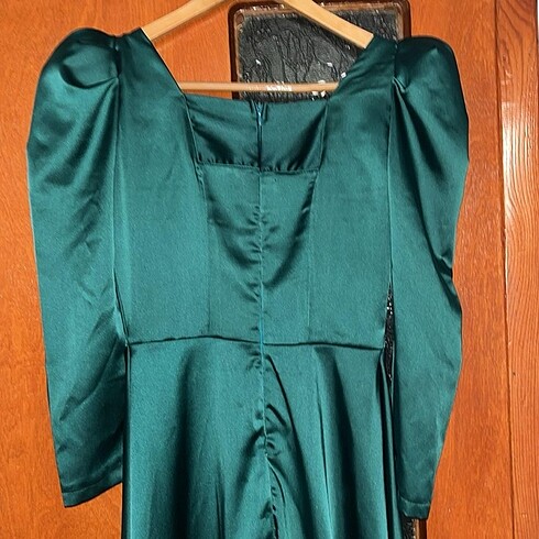 s Beden yeşil Renk Saten uzun elbise
