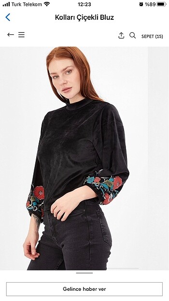 l Beden siyah Renk bluz Crop
