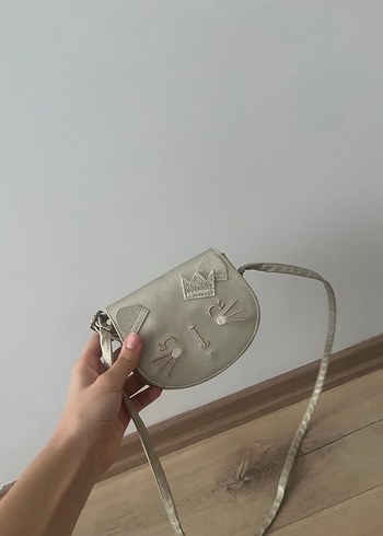 Gri Deri Kedi İşlemeli Çocuk Çanta - Görsel 2