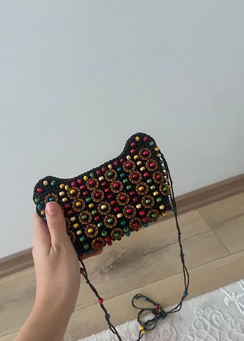 Boncuk İşlemeli Çok Renkli Bohem Kadın Çantası - Görsel 3